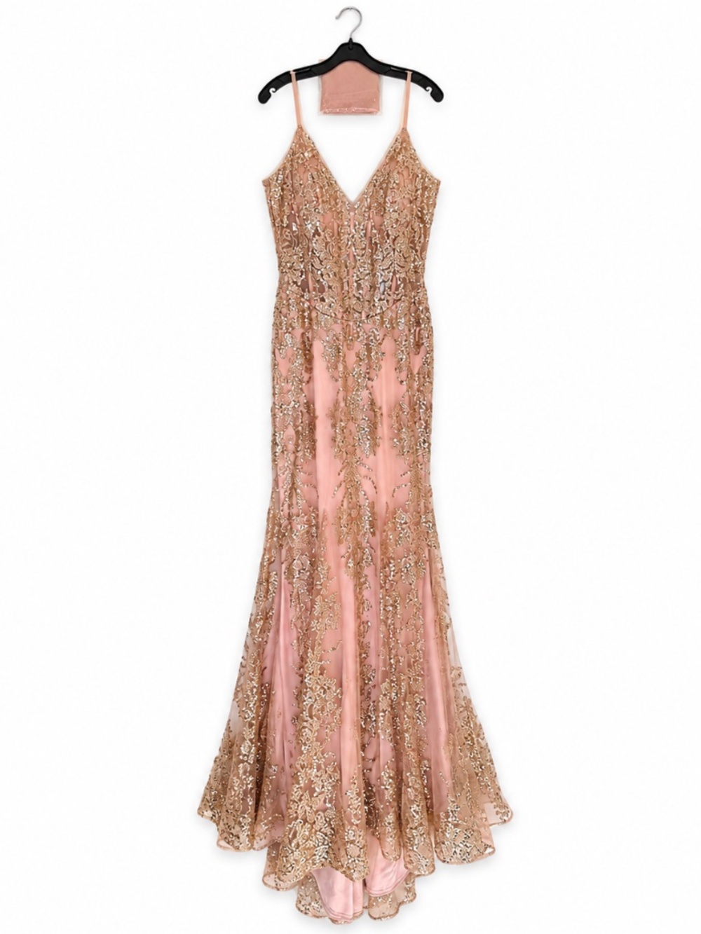 Ladivine Cinderella Divine J810A Rose Gold Glitter Mermaid Gown